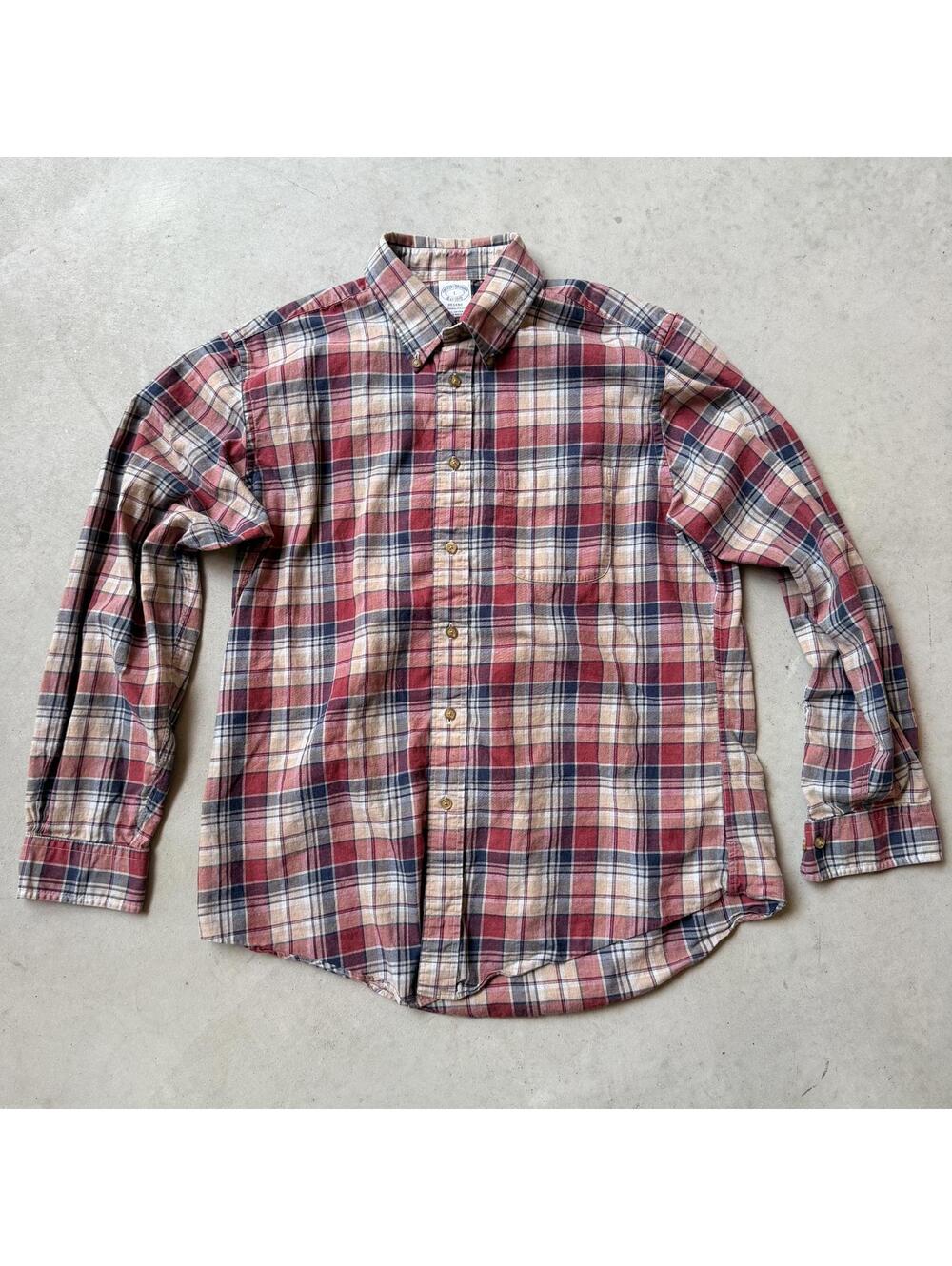 Brooks Brothers Regent Plaid Shirt Sz L Cotton Button-Down Autumn Wedding Guest
